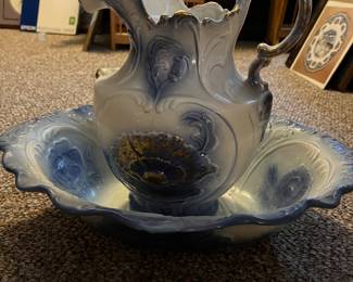 1800s English Pitcher and Bowl