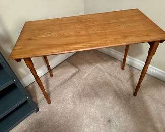 Vtg. Primitive Wooden Folding Table Unique Simple Latch System Made in USA 