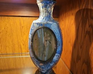 Vintage 1896 Glass & Metal Lamp Base!