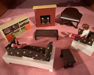 Vtg. Fisher Price Toy Doll House Furniture Family Room Set 1970's 
