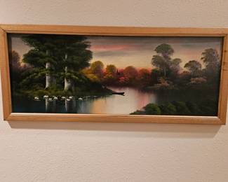 Original Oil of Sunset Landscape Rice 1943 Original Frame!
