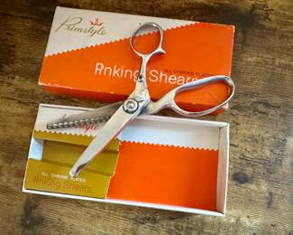 Vtg. Primstyle Pinking Shears All Chrome Plated 7” with Box