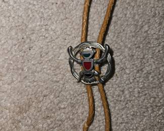 Vtg. Western Embedded Gemstones Pendant Bolo!
