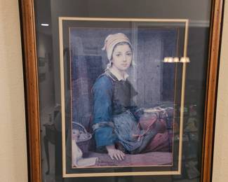 “The Young Milkmaid” Litho Reproduction Framed Triple Matted Under Glass!
