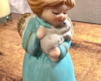 Vtg. Jasco 1978 Merri-Bells Angel Holding Lamb 
Christmas Bell 