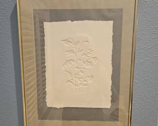 Floral Embossed Lithograph Matted & Framed!
