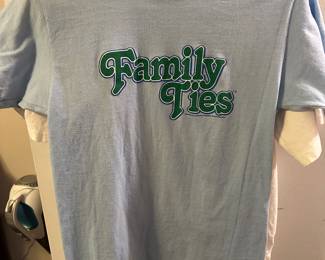 Vtg. Light Blue Family Ties Logo TV Show T-Shirt Sz M