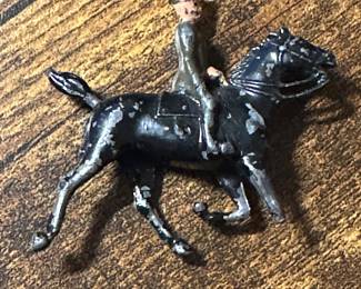Vtg. Toy Lead Soldier on Black Horse Figure Britains 