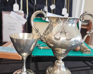 Vtg. Presidents Cup Trophy Burns Curling Club 1907 Sterling 783, Vtg. Small Goblet Sterling Silver 707!

