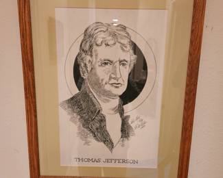 Original Pen & Ink Portrait of Thomas Jefferson By F.A. Rice 1930!
