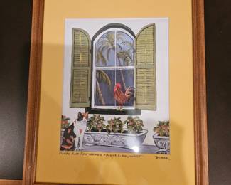 Furry & Feathered Friends Key West Signed, Matted & Framed Print!