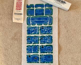 Vtg. 1969 Stelae Cecijema Aztec Calendar Rubbing w/Box