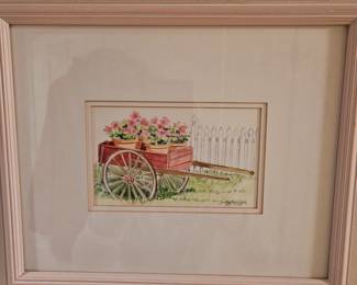 Original Watercolor “Flowers in Cart” Sally Snider!
