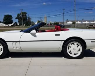 White Corvette w/Red Interior! 1990 with only 12,000 Miles! It has never seen Rain or Snow or been driven on Wet Roads. $16,750 Firm.