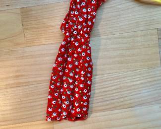 Vtg. 1979 Mattel Barbie #2767 Best Buy Red Floral Halter Top Dress 