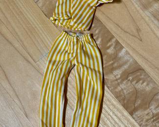Vtg. Barbie Ken Doll Striped Yellow & White Outfit