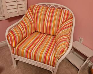 White Rattan Chair w/Cushions!
