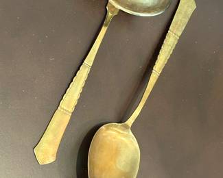 Vtg Brass Serving Spoon & Ladle