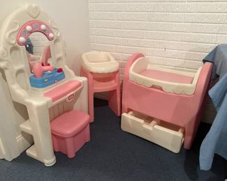 Vtg. Little Tikes Pink White Baby Doll Toy Sets!!