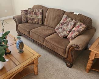 Ashley Furniture Brown Corduroy/Wood Couch!
