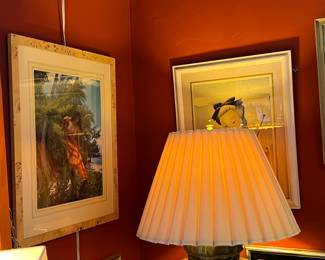 TAHITIAN PHOTO ON LEFT, BEHIND SHADE A VICTORIAN PRINT...