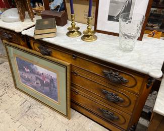 THE FRONT OF THE EASTLAKE DRESSER W/ WHITE MARBLE TOP -- FAB!