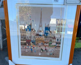 I LOVE THIS SERIGRAPH OF PARIS! BEAUTIFULLY DONE! NEW GLASS, NICELY MATTED & A LOVELY MEDIUM FINISH LACQUERED WOOD FRAME!