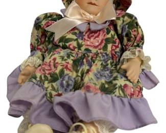 Sitting Anco Porcelain Doll w Music Box