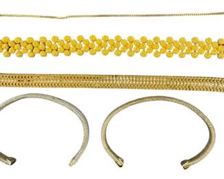 4 Gold Tone and 1 Silver Tone Bracelets