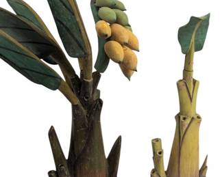 Vintage Wood Carved Banana Plants