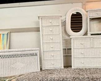 White wicker bedroom set