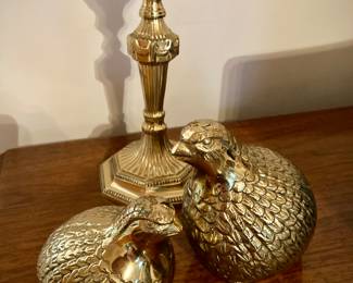 Brass Quails and Candlestick