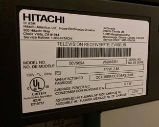 Hitachi 50" Television