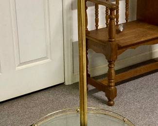 MCM Brass and Glass Floor Lamp End Table