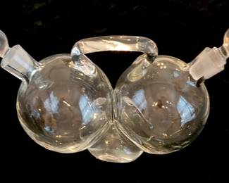 VTG Blown Czech Clear Mouth Blown Vinegar and Oil Entwined Cruet Set