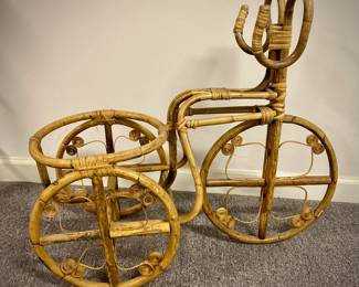 Vintage Bamboo Rattan Plantstand