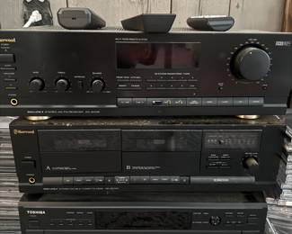 Toshiba DVD Player, Sherwood Double Cassette Deck, Sherwood Stereo Receiver