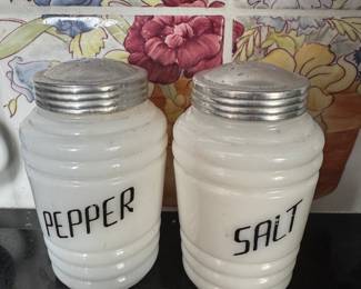 Salt & Pepper Shakers Milk Glass