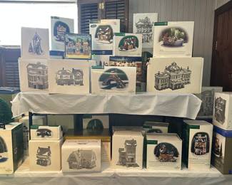 Various Christmas Village Houses and Accessories 