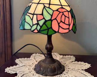 Stained Glass Rose Lamp
