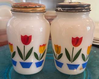 Vintage Fire King Tulip Salt and Pepper Shakers 