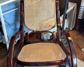 Mid Century Cane Rocking Chair 