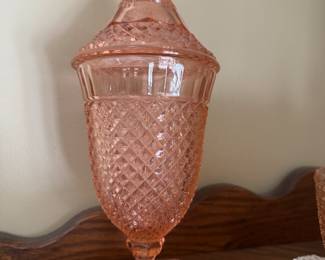 Vintage Pink Depression Glass Candy Dish
