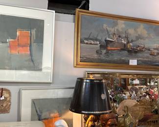 Maritime Oil Painting of Fishing Boat & Art 