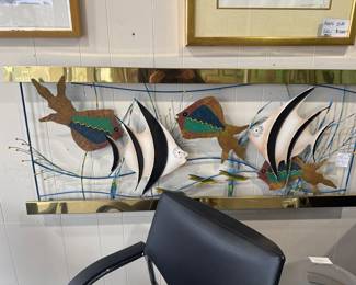 Curtis Jere Sculpture "Aquarium" Fish Wall Sculpture 