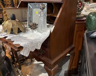 Small Drop Down Desk/Secretary shown with items 