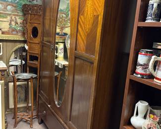 Antique European Wardrobe, Teak Wash Stand  