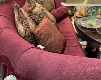 Curved back sofa in Burgundy Chenille 