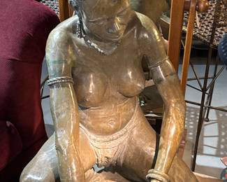 Shona Stone Carved Stone Sculpture "Kore Kore, The Gold Panner" 