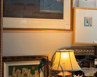Lots of Signed Art, Crystal and Table Lamps